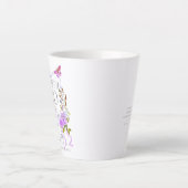 40歳の誕生日おめでとう パープルローズリボン カフェラテマグ (正面)