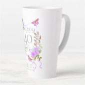 40歳の誕生日おめでとう パープルローズリボン カフェラテマグ (右アングル)