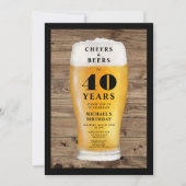 40歳の誕生日おめでとう ビールで乾杯 招待状 (正面)
