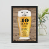 40歳の誕生日おめでとう ビールで乾杯 招待状 (スタンド正面)