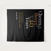 40歳の誕生日おめでとう!ビールと乾杯パーティーの背景 タペストリー (正面(横))