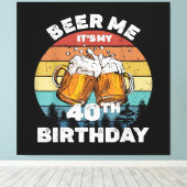 40歳の誕生日おめでとう ビール！ キャンバスプリント (インサイチュ (ウッドフロア))