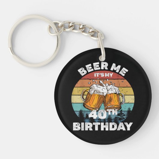 40歳の誕生日おめでとう ビール! キーホルダー (正面)