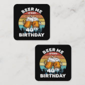 40歳の誕生日おめでとう ビール! スクエア名刺 (正面/裏面)