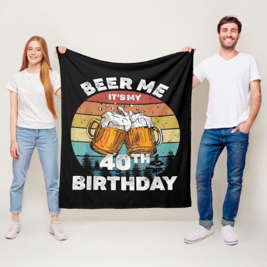 40歳の誕生日おめでとう ビール! フリースブランケット (インサイチュ)