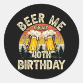 40歳の誕生日おめでとう ビール! ラウンドシール (正面)