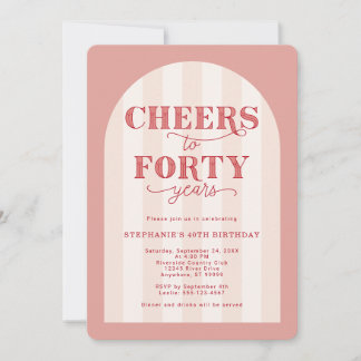 40歳の誕生日おめでとう ブッシュピンクレッド 40年のお祝い 招待状