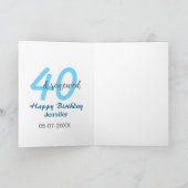 40歳の誕生日おめでとう ブルーカラーの太字フォント カード (内部)