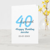 40歳の誕生日おめでとう ブルーカラーの太字フォント カード (黄色い花)