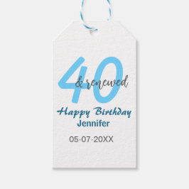 40歳の誕生日おめでとう ブルーカラーの太字 ギフトタグ