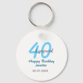 40歳の誕生日おめでとう ブルー太字の数字 キーホルダー (裏面)
