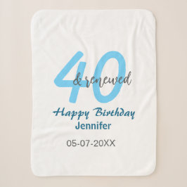 40歳の誕生日おめでとう ブルー太字の数字 シェルパブランケット
