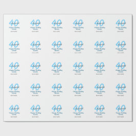 40歳の誕生日おめでとう ブルー太字の数字 ラッピングペーパー