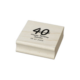40歳の誕生日おめでとう ブルー太字の数字 ラバースタンプ