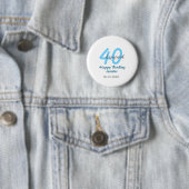 40歳の誕生日おめでとう ブルー太字の数字 缶バッジ (インサイチュ)