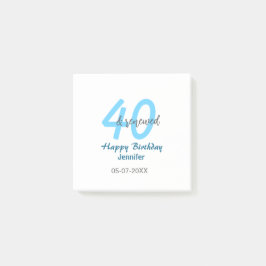 40歳の誕生日おめでとう ブルー太字番号 名前と日付入り ポストイット