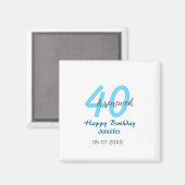 40歳の誕生日おめでとう ブルー太字 番号入り マグネット (正面/裏面)