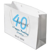 40歳の誕生日おめでとう ブルー太字 番号入り ラージペーパーバッグ (裏面アングル)