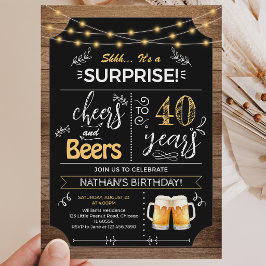 40歳の誕生日おめでとう!ラスティック黒板 招待状