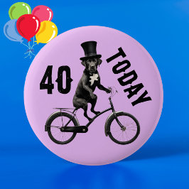 40歳の誕生日おめでとう ラブラドールと自転車 缶バッジ