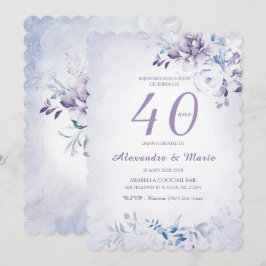 40歳の誕生日おめでとう ラベンダー色モデル 招待状