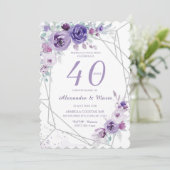 40歳の誕生日おめでとう ラベンダー色モデル 招待状 (スタンド正面)