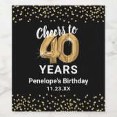 40歳の誕生日おめでとう ワインラベル (シングルラベル)