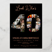 40歳の誕生日おめでとう 写真のモンテージ 箔招待状 (正面)