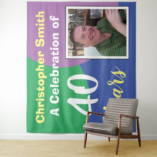 40歳の誕生日おめでとう！写真付きのバースデーセレブレーション タペストリー (インサイチュ)