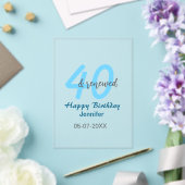 40歳の誕生日おめでとう 名前 日付 青い 太字 番号 アクリル招待状 (インサイチュ (ウェディング))