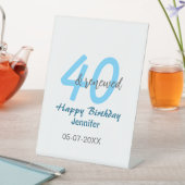 40歳の誕生日おめでとう 名前 日付 青い 太字 番号 台座サイン (インサイチュ)