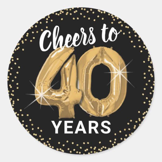 40歳の誕生日おめでとう、大人のバースデー ラウンドシール (正面)
