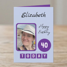 40歳の誕生日おめでとう 紫 誕生日 名前入り 写真1枚