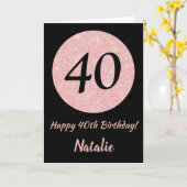 40歳の誕生日おめでとう、黒とバラピンクの金ゴールド カード (黄色い花)