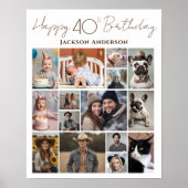 40歳の誕生日おめでとう 15枚の写真入り ポスター (正面)