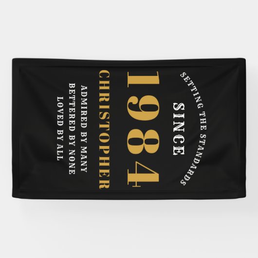 40歳の誕生日おめでとう 1986年生まれ 名前 ブラックゴールド 横断幕 (横)