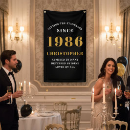 40歳の誕生日おめでとう 1986年生まれ 名前 ブラック ゴールド 横断幕