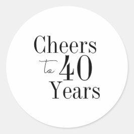 40歳の誕生日おめでとう 40年のお祝い ブラック＆ホワイトパーティー ラウンドシール