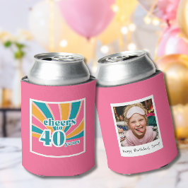 40歳の誕生日おめでとう！40年間の人生に乾杯ピンクで！ 缶クーラー