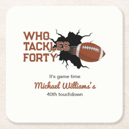 40歳の誕生日おめでとう Funny Football スクエアペーパーコースター