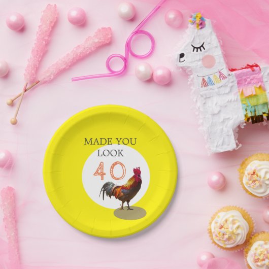 40歳の誕生日おもしろいの鶏の雄 ペーパープレート (パーティー)