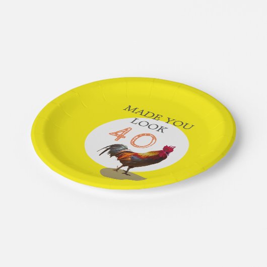 40歳の誕生日おもしろいの鶏の雄 ペーパープレート (アングル)