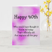 40歳の誕生日おもしろいカード カード (黄色い花)