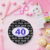 40歳の誕生日おもしろいブラックOLD Any Age ペーパープレート (パーティー)