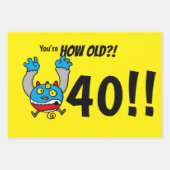 40歳の誕生日おもしろ年齢ジョーク ラッピングペーパーシート (正面)