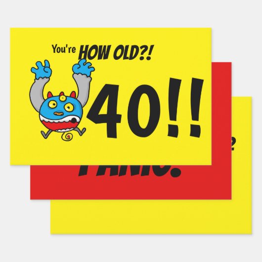 40歳の誕生日おもしろ年齢ジョーク ラッピングペーパーシート (セット)