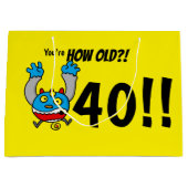 40歳の誕生日おもしろ年齢ジョーク ラージペーパーバッグ (正面)