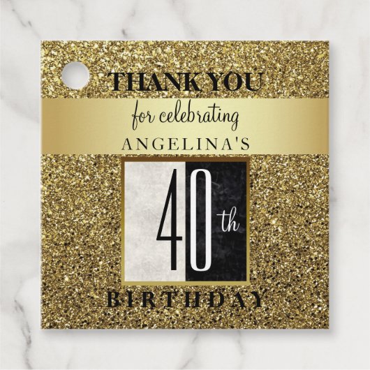 40歳の誕生日お礼 ギラギラゴールド フェイバータグ (正面)