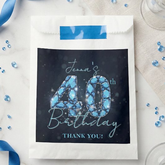 40歳の誕生日お祝いにネイビーブルーのサファイアの宝石 フェイバーバッグ