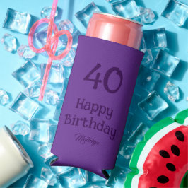 40歳の誕生日お祝いエレガントパープルの女性へのギフト スリム缶クーラー